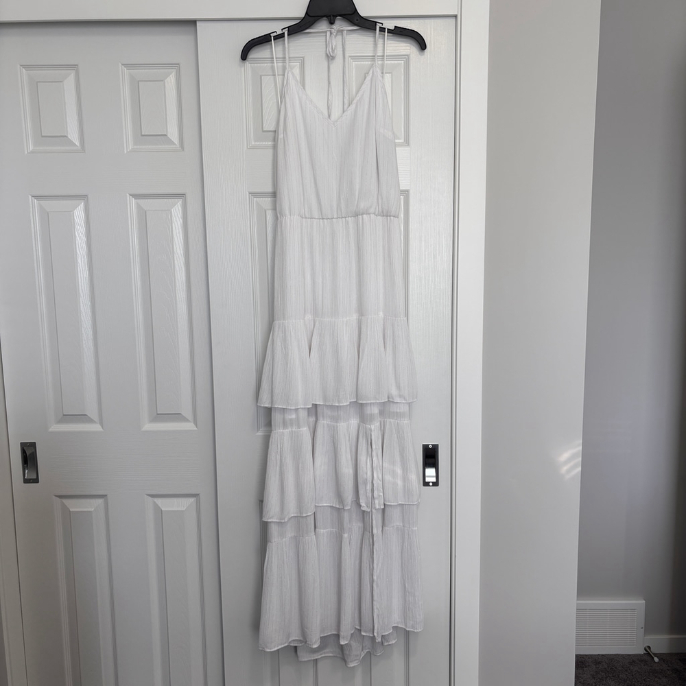 INC International Concepts White & Silver Halter-Neck Tiered Maxi Dress NWT - Picture 5 of 10